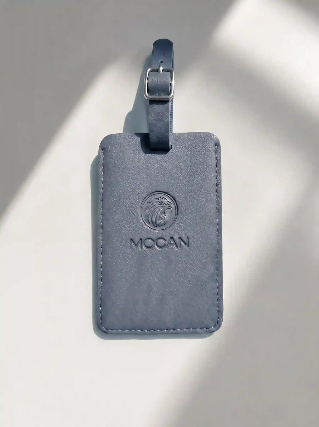 MOCAN grey leather luggage tag