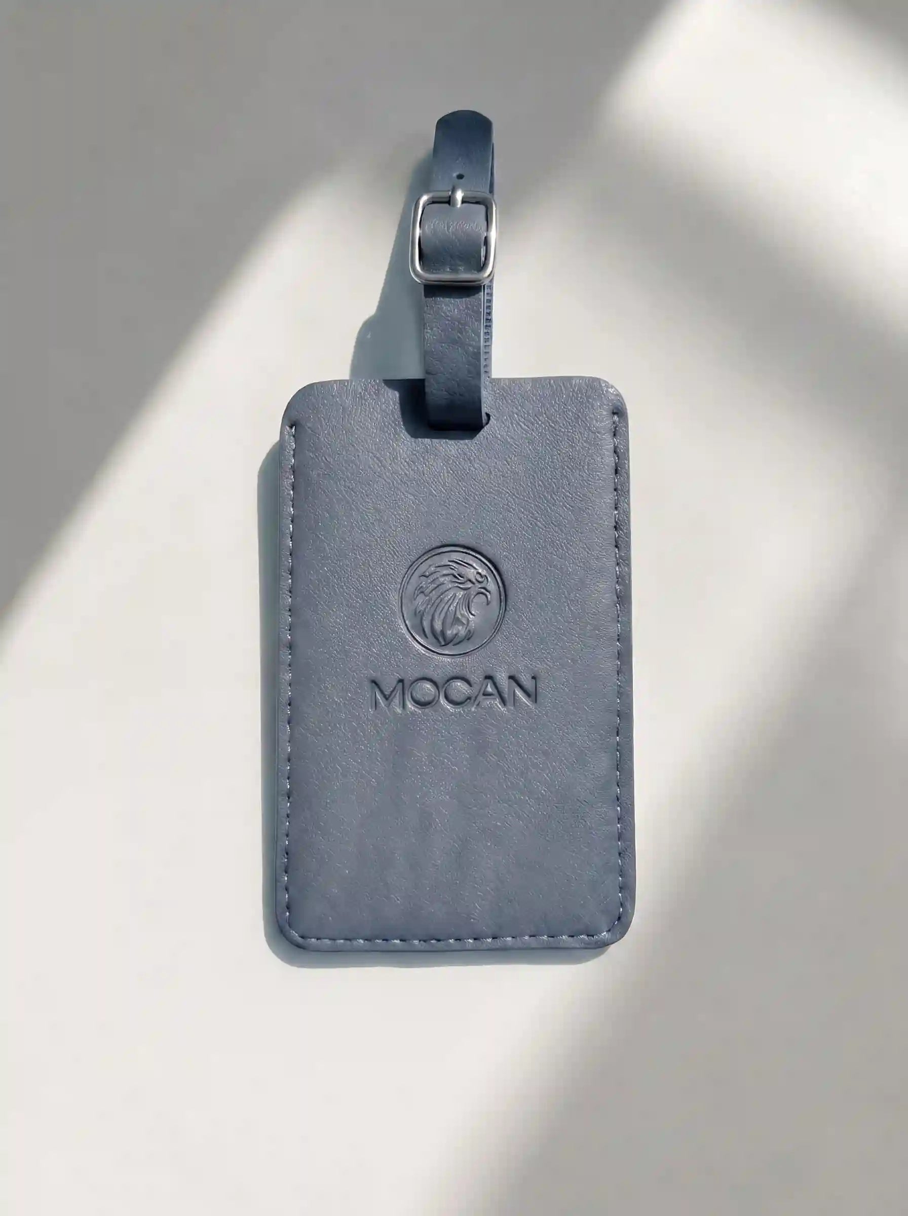 MOCAN grey leather luggage tag