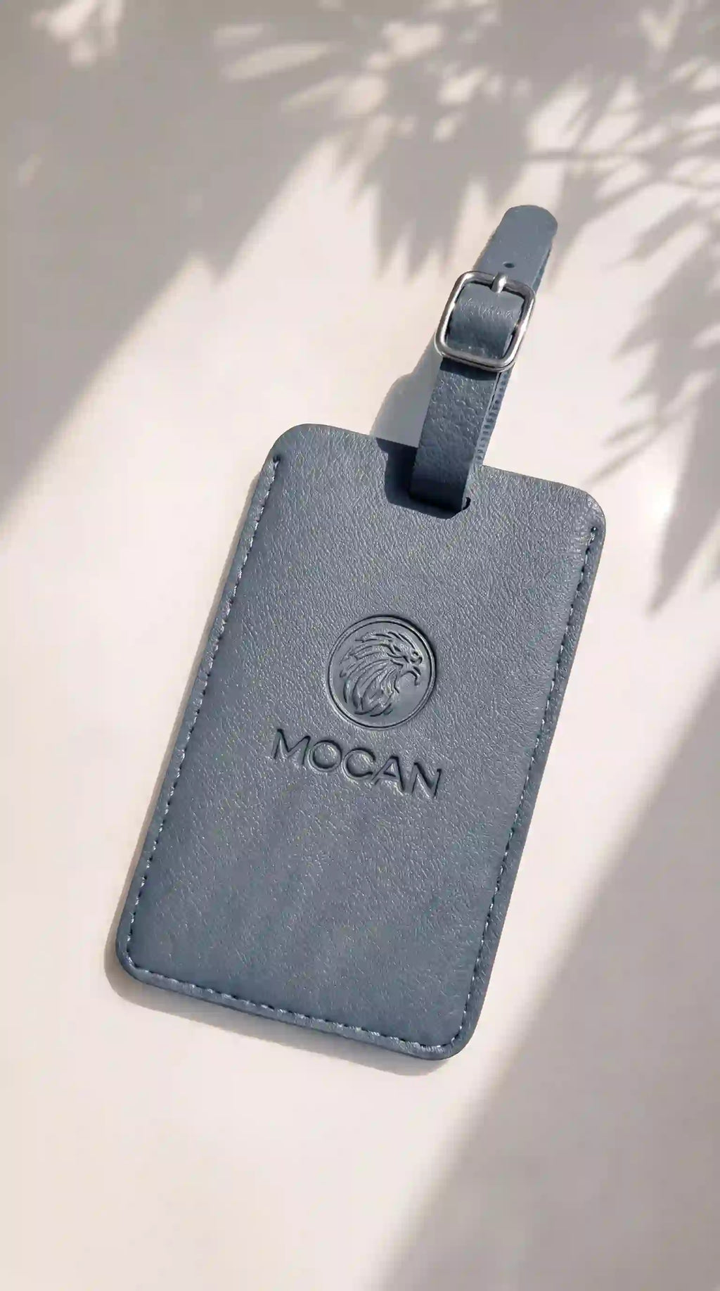 MOCAN grey leather luggage tag