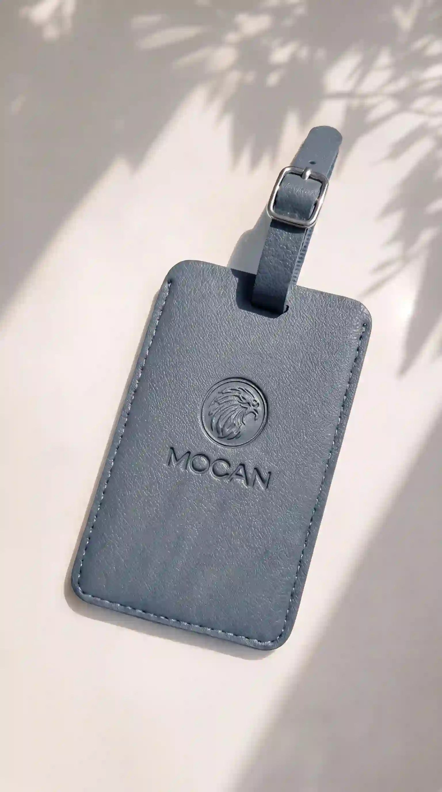 MOCAN grey leather luggage tag