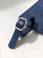 MOCAN navy blue leather luggage tag